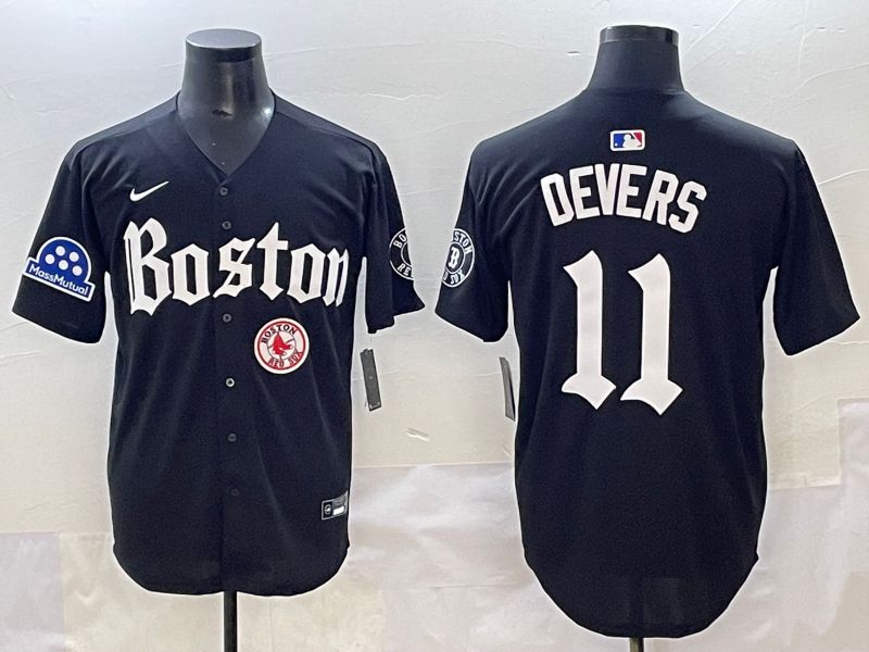 Men 2025 Boston Red Sox #11 Devers Black Five generations Joint Name Nike MLB Jersey style 27